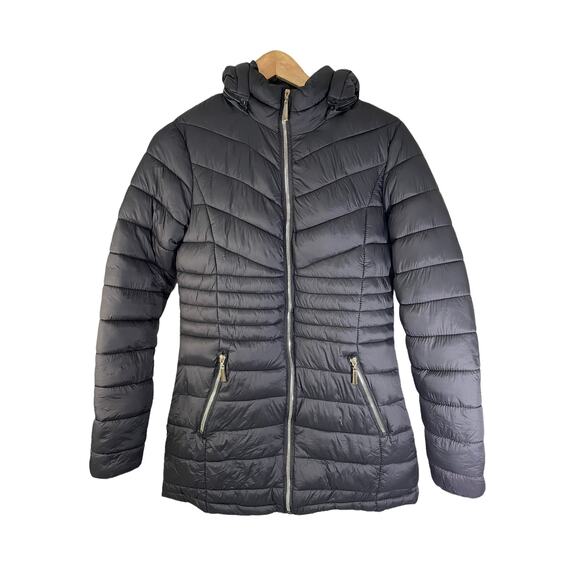 Snobbish Women's Puffer Jacket with Removable Hood Black Size Small - Picture 1 of 10